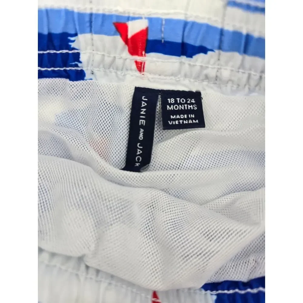 Janie and Jack Boys Swim Trunks‎  Nautical Sailboat Print Coastal Preppy